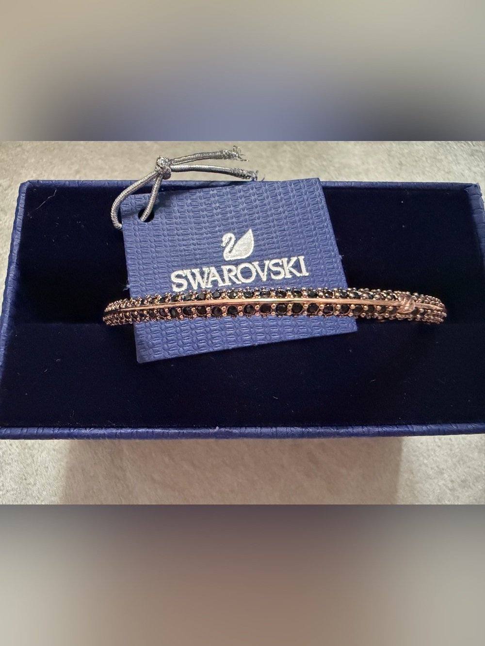 Swarovski Rose Gold Tone Bracelet with Black Crystals